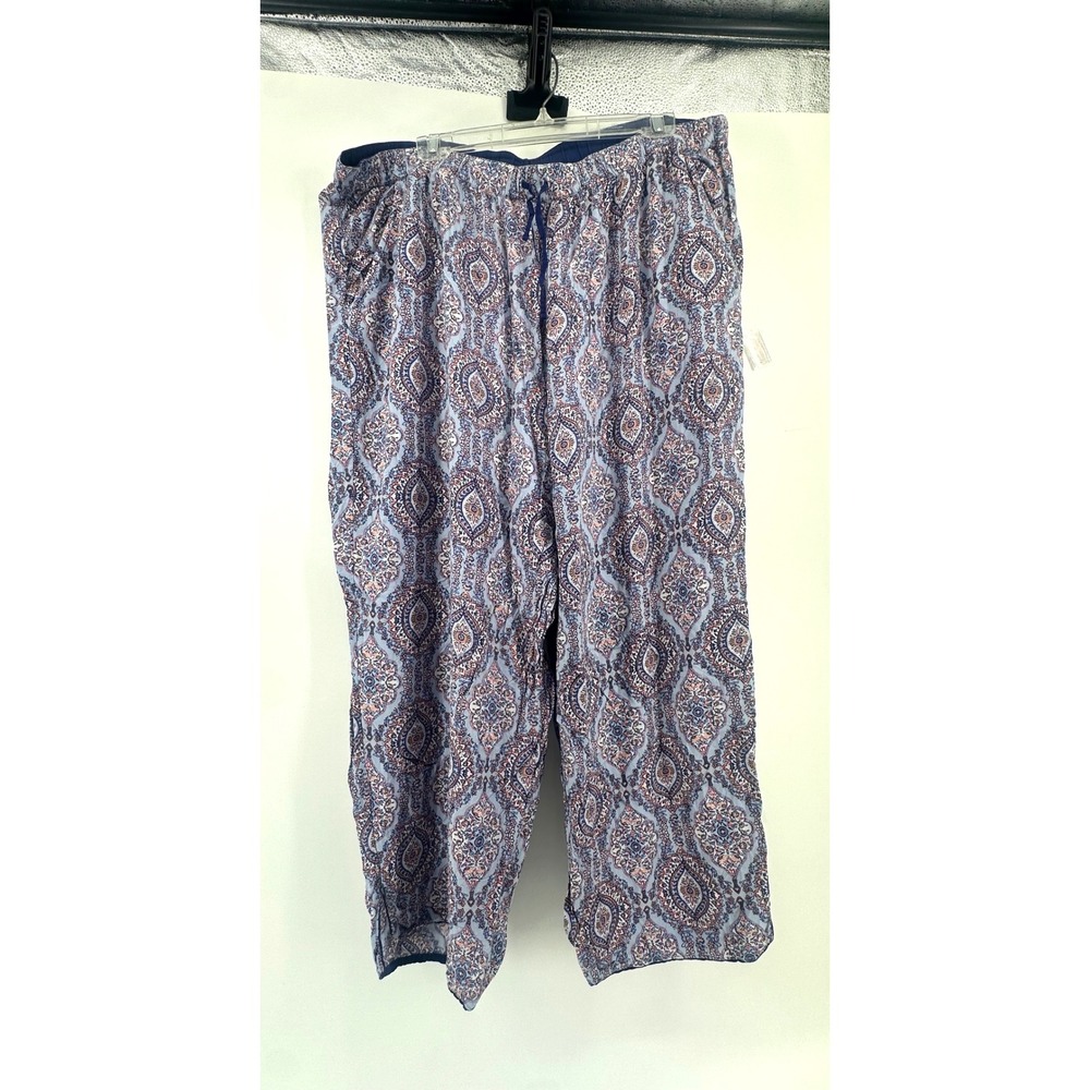 Alfani Intimates Womens 3X Pajama Pants Blue Pink Paisley Rayon Lounge Bottoms
